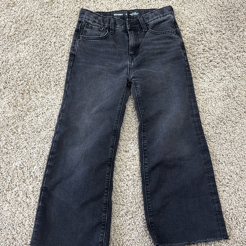 Girls baggy wide leg, high rise, size 10 denim jean.